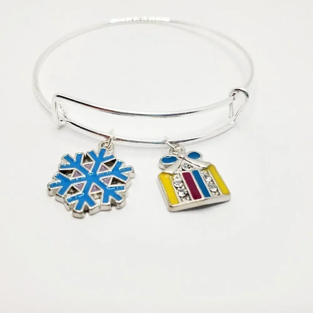 Silver Christmas Present Charm Bracelet